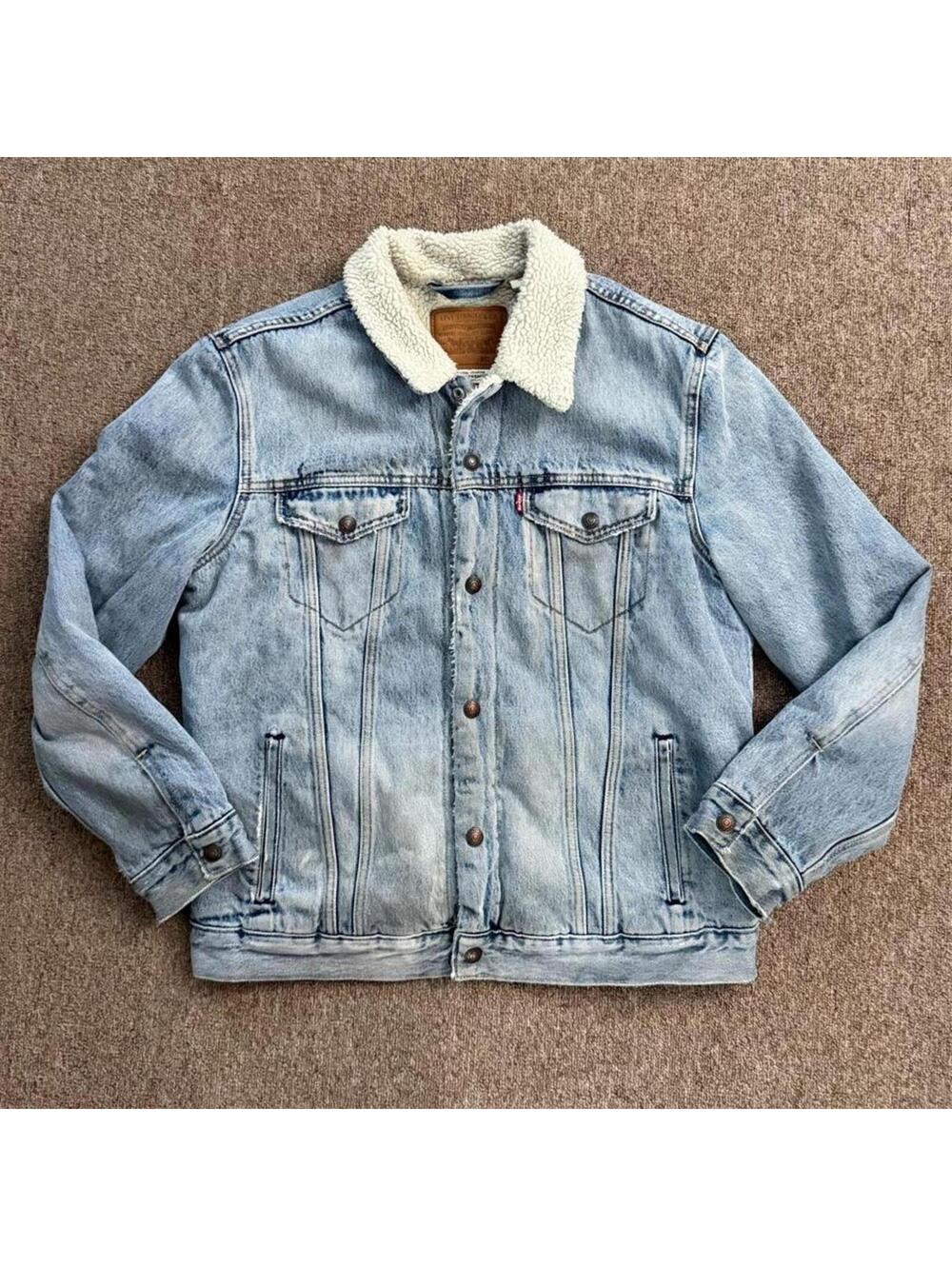Levi's blue denim jacket with sherpa lining Size L